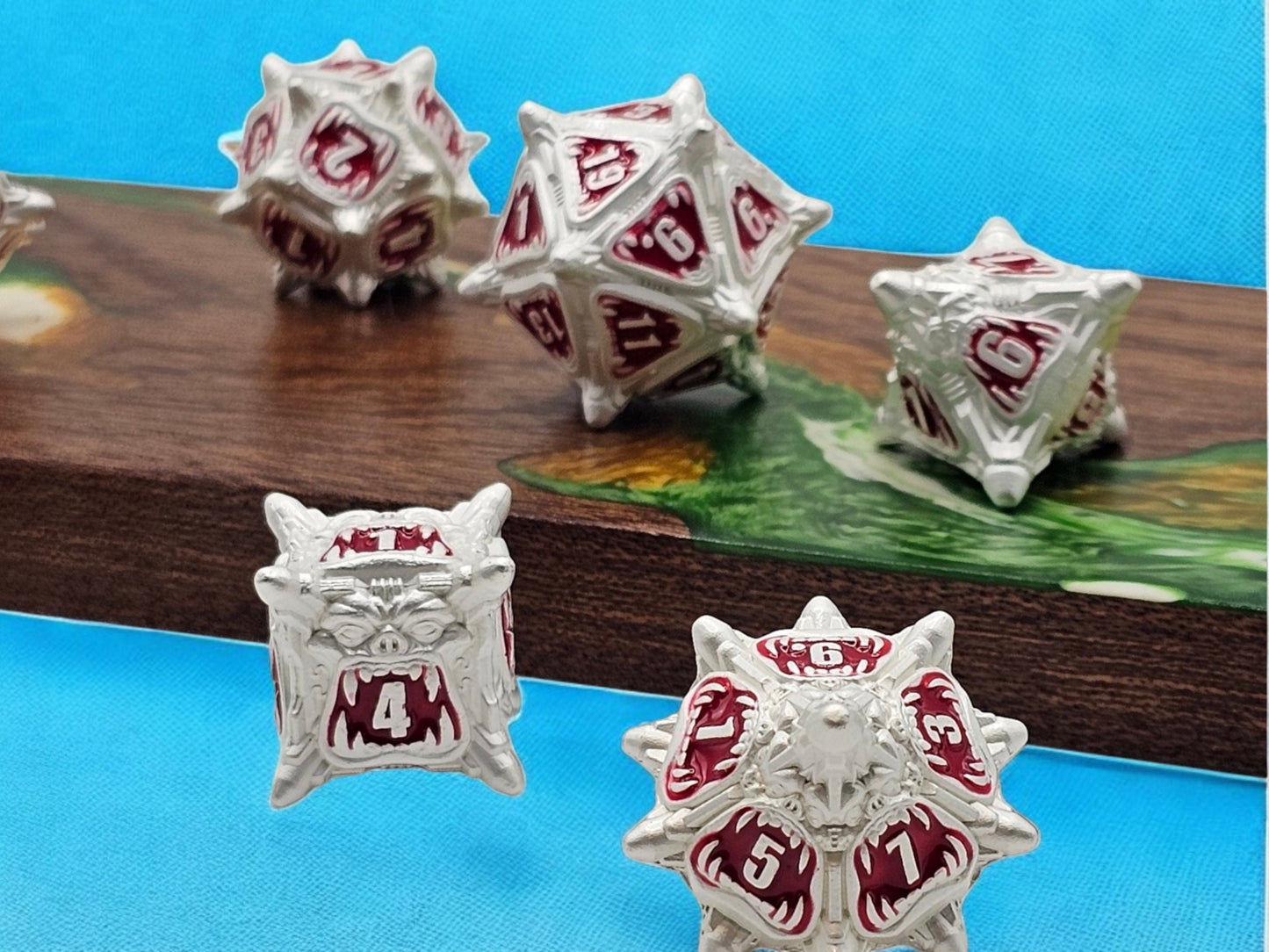 Oni Metal Dice Set – 7-Piece Demon-Inspired RPG Dice