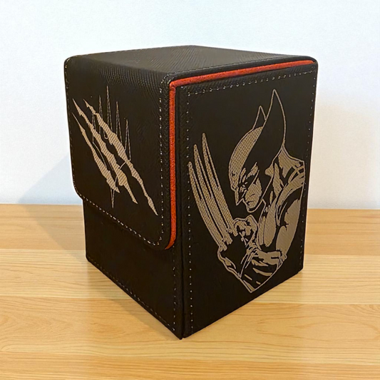 A black and red magic box with a graphic of a superhero character on the front.