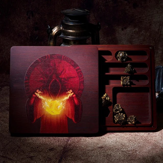 2-in-1 Wooden Dice Vault & Tray