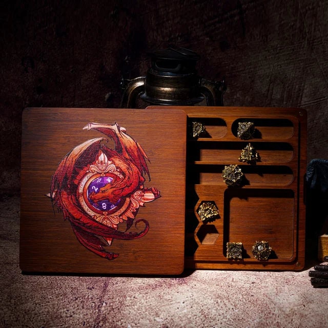 2-in-1 Wooden Dice Vault & Tray