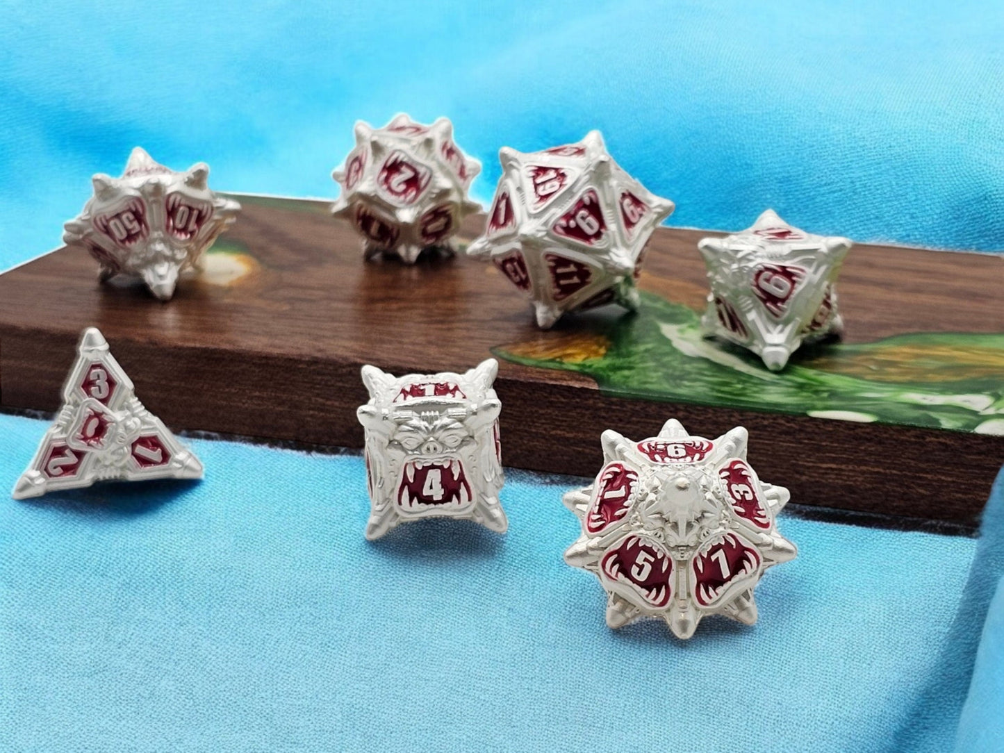 Oni Metal Dice Set – 7-Piece Demon-Inspired RPG Dice